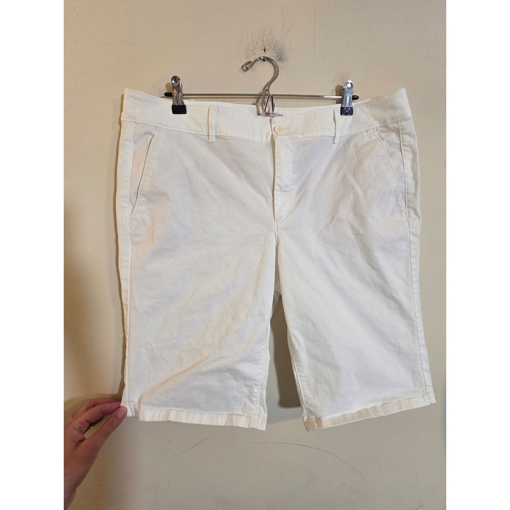 Loft Outlet White Bermuda Shorts Womens Size 16 Stretch Chino Mid Rise 558442